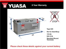 Car Battery YBX5020 Yuasa 020