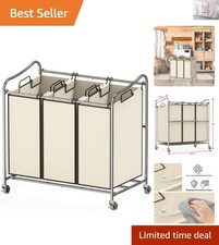 Durable 3-Bag Rolling Laundry