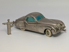 Vintage Prameta Jaguar XK120 Chrome wind-up Model Car With Key made in Germany