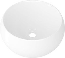 Eridanus Round Ceramic Bathroom Basin Sink – White Countertop Wash Bowl 39cm