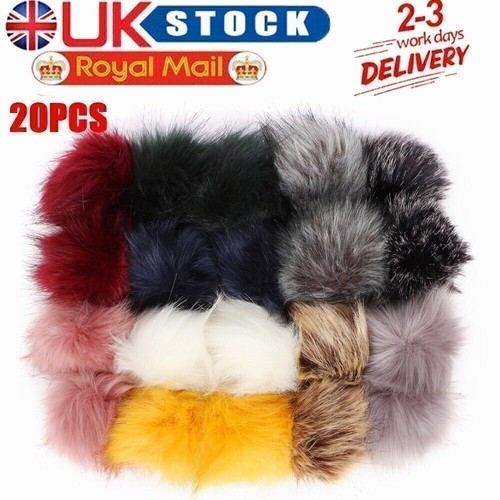 20x 10cm faux fur pom - faux,