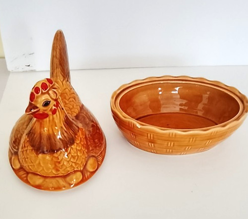 Vintage ceramic hen - vintage,