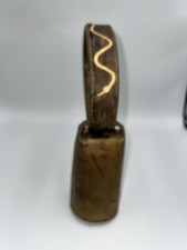 Vintage Lovely Hanging Cow Bell Wooden Necklace Wind Chime Shop Brass Cowbell