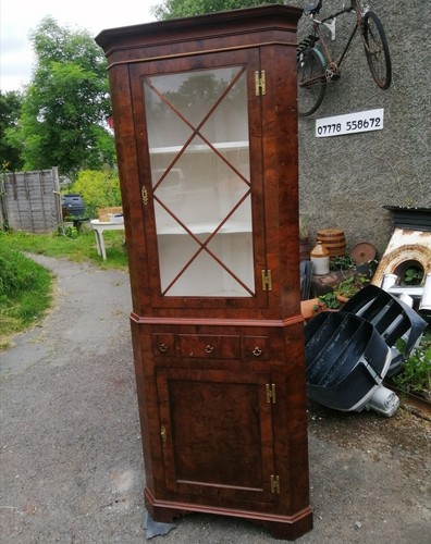 Antique corner cupboard burr - corner, cupboard.