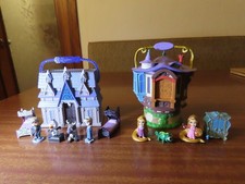 2 DISNEY ANIMATORS LITTLE HOUSE PLAYSETS - FROZEN CASTLE TANGLED RAPUNZEL TOWER