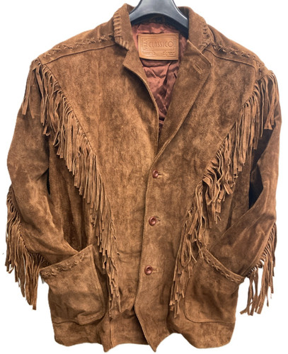 Suede leather jacket fringe - suede,