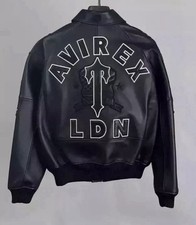 Men's Avirex Trapstar Leather Bomber Jacket Flight Leather Jacket In  All Size