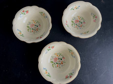 Three vintage Homer laughlin bowls 6inch diameter flower patten gold rim A49NB