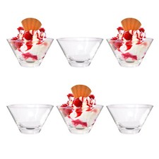 6 x Glass Dessert Bowls Ice Cream Sundae Glasses Appetizer Fruit Pudding Dishes