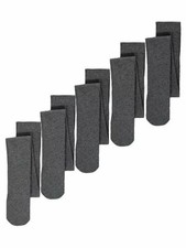 5 PACK Grey School Tight Girls Plain Uniform Cotton Rich Soft Tights  3-16 Years