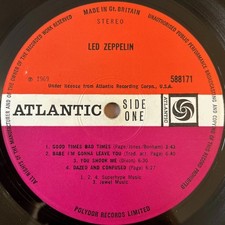 LED ZEPPELIN LP 1969 UK
