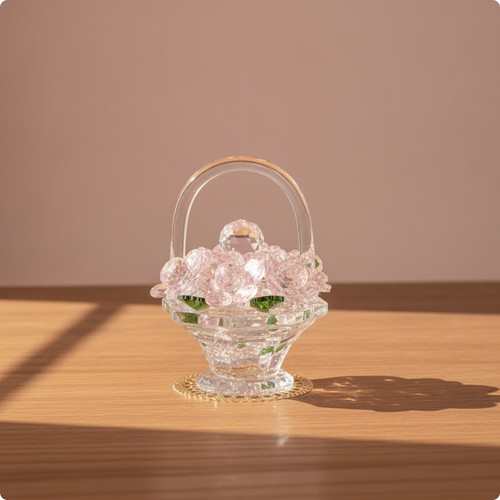 Crystal flower basket ornament - crystal,