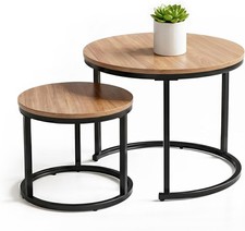 Round Nesting Coffee Table Set of 2 Stacking Nesting Side Tables for Living Room