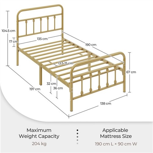 Single metal bed frame - single, vintage