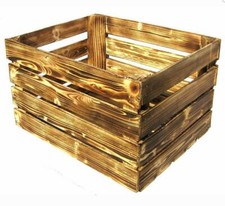 Shabby Chic Rustic Industrial Wooden Crate Storage Planter Box Wood Burn effect