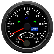 85MM Black GPS Speedometer 0-125MPH with Tachometer Gauge for Marine Boat Car 