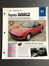 1984 - 1991 Toyota MR2 Coupe IMP "Hot Cars" Spec Sheet Folder Brochure Awesome