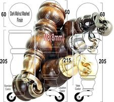4x Solid Wood Furniture Sofa Legs M8 Replacment Feet With Castors 215mm 8.3 I...