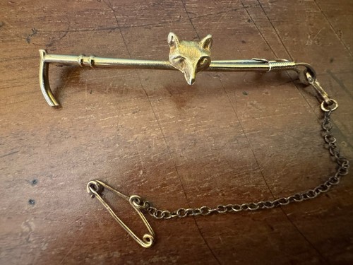 Gold brooch fox hunting 9ct - gold,