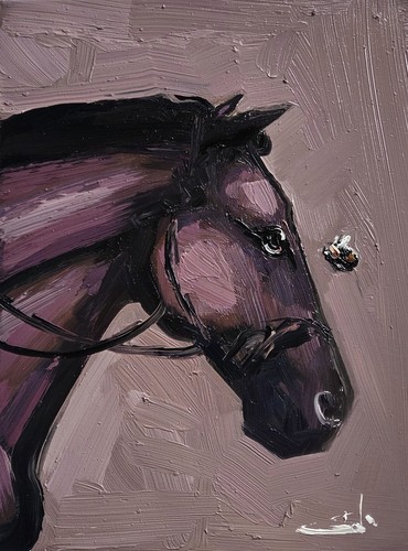 Black horse oil painting - horse, vivek