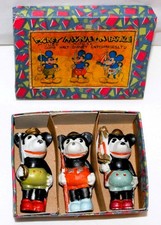 SCARCE DISNEY 1930s MICKEY MOUSE "SOLDIERS" 3 BISQUE SET+2 PIECE REPLICA BOX!