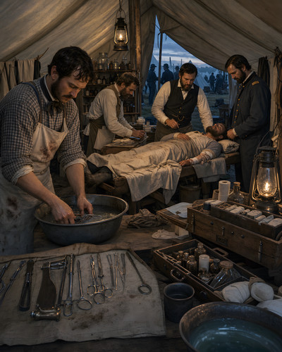 Surgeon tent before sunrise - tent,