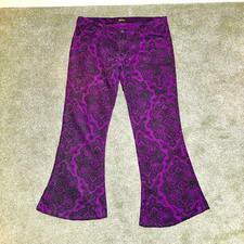 Retro Mens 36 Reg. Flares Bell Bottoms Paisley Flared Trousers Purple Corduroy
