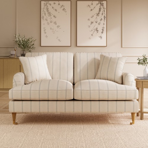 Cream chenille blue - cream, striped