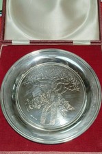  Solid Silver LTD Hallmarked 1973 London 925 Tree Of Life Anniversary Plate 