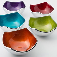 FAIR TRADE 4 POINT ALUMINIUM BOWL IN 5 COLOURS- RED, ORANGE, PURPLE, TEAL & LIME