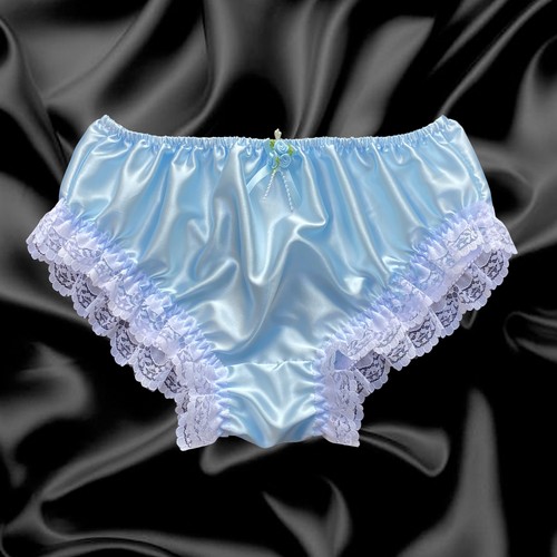 Baby blue satin frilly lace - blue,