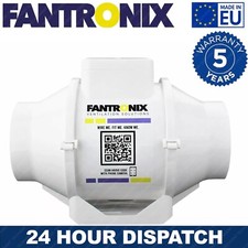 100mm In Line Bathroom Extractor fan with Run On Timer 4 inch Loft Mounted