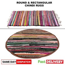 Handmade Chindi Rag Rug 100% Cotton Recycled Multi Coloured Woven Flat Floor Mat