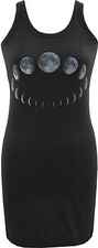 WOMENS ASTROLOGY DRESS MOON PHASES CYCLE WICCA WICCAN WITCH PAGAN GOTH S-XL