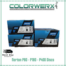 Norton A293 P80 / P180 / P400 DA Sanding Discs 150mm x 18H – Box of 100