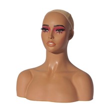 Female Mannequin Head with Shoulder Versatile Lifelike 16.5inch Tall Jewelry