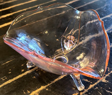 Vintage Pink Petal Shaped Depression Glass Bowl 5.5 inches by Lancaster 1930