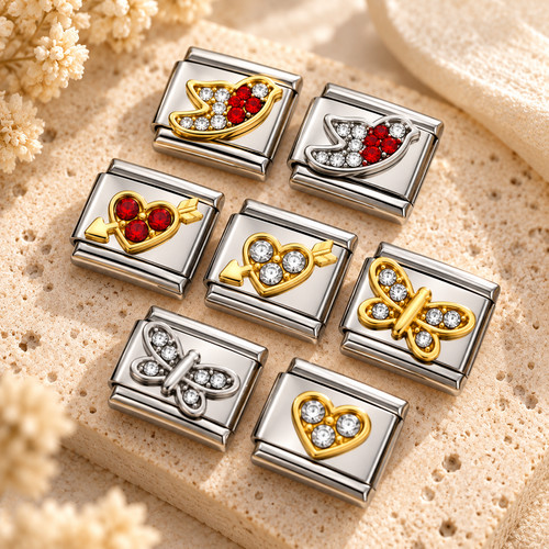 9mm italian charms gold - gold, silver