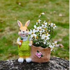 Resin Garden Rabbit Flower Pot