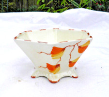 Parrot & Co Coronet Ware  Rare Pattern Footed Sugar Bowl White and orange yellow