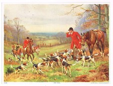 VINTAGE ART PRINT FOX HUNTING