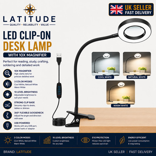 10x magnifier glass - 10x, led
