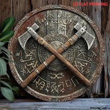 Viking theme metal sign shield
