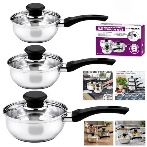 6pc stainless steel saucepan - stainless,