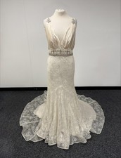 Designer Annasul Y Art Deco 1930's Great Gatsby Style Wedding Lace Beaded UK 10