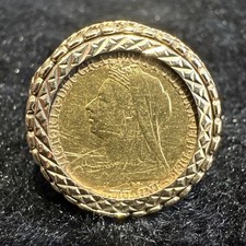 Genuine Antique 1899 Queen Victoria Gold Half Sovereign Ring Old Head London 