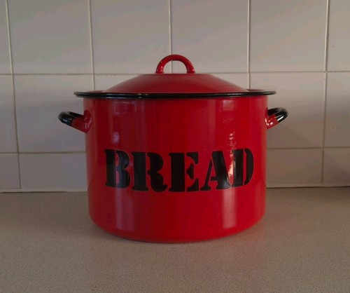 Vintage red enamel - bread, bin