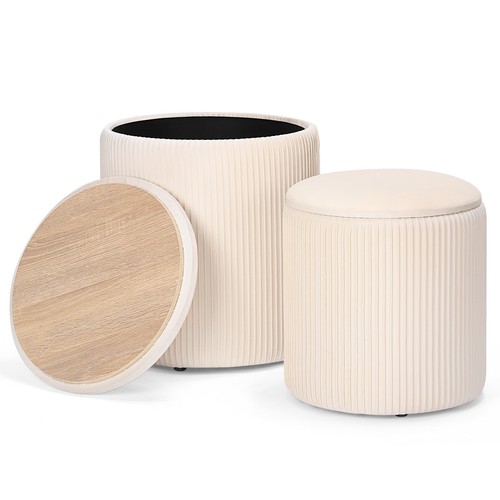 Set round ottoman storage - 2,