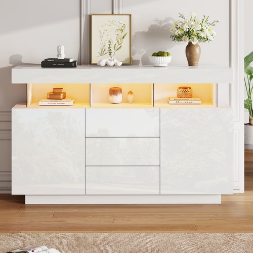 White high gloss sideboard - high,