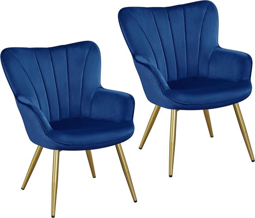 Dark blue velvet tub chair - blue, set